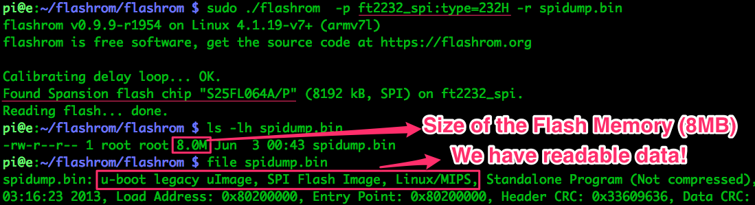 flashrom stdout
